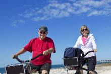 Snowbirds biking on Pensacola Beach